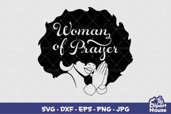 Afro Woman of Prayer Graphics for Crafts