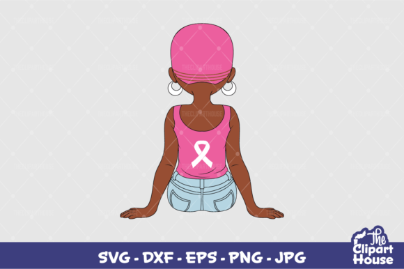 Black Girl in Pink Graphics for Crafts