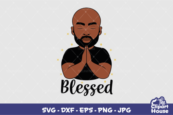 Blessed Praying Bald Black Man Graphics for Crafts