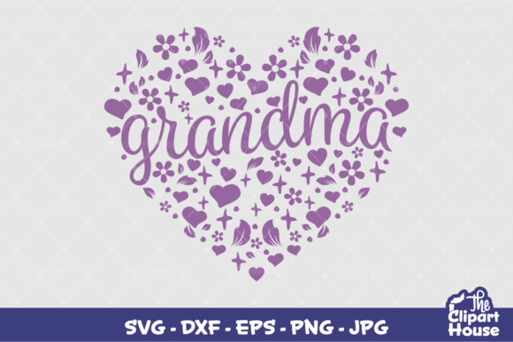 Grandma Heart Text Graphics for Crafts