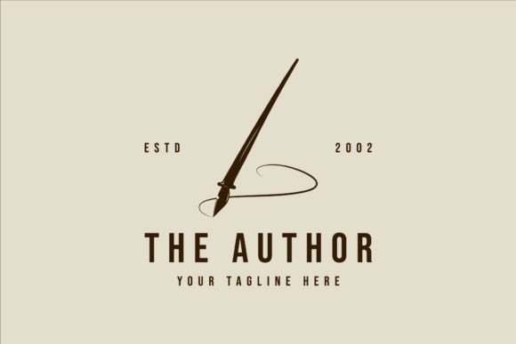 Pen Logo Vintage Vector Simple Design: Graphics & Logos