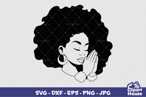 Praying Hands Black Woman Silhouette Graphics for Crafts